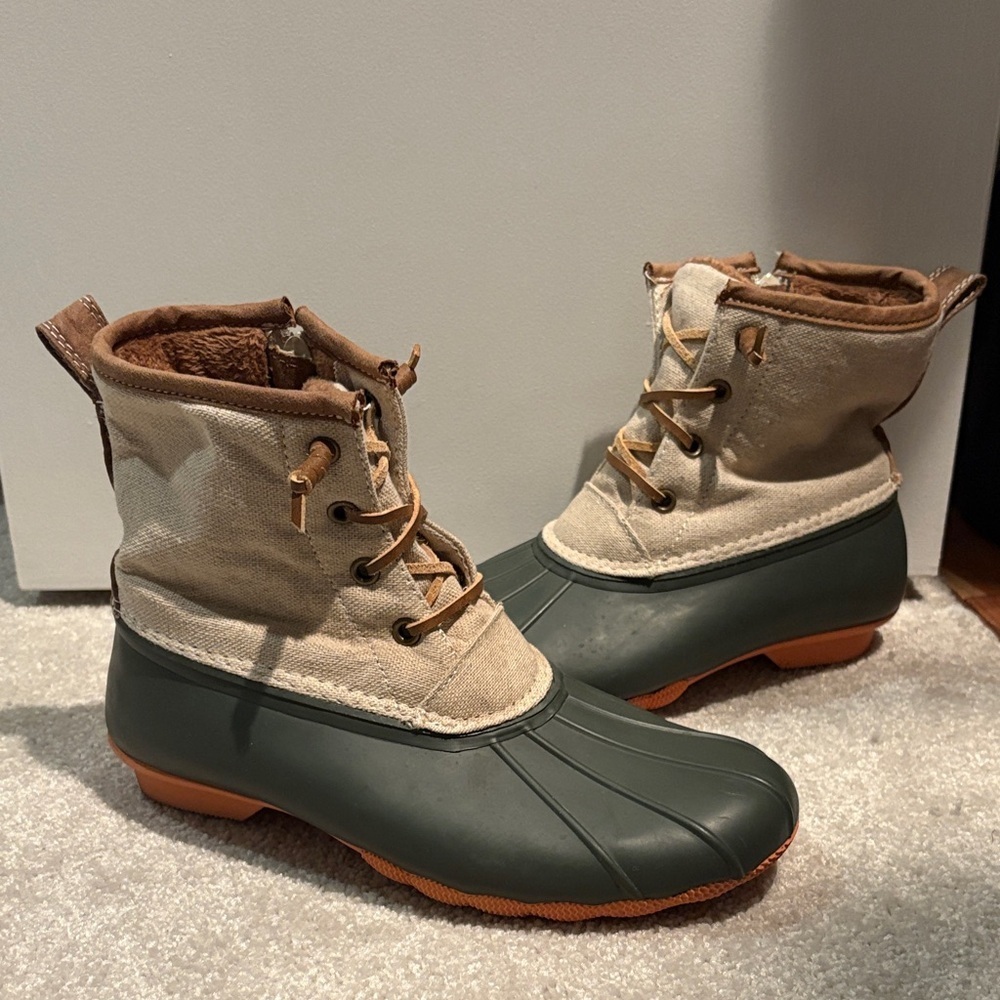 Serra Green and Tan Winter & Rain Boots